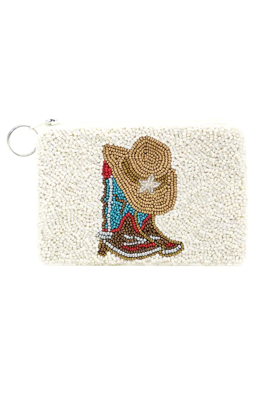Hat and Boots Beaded Coin Purse