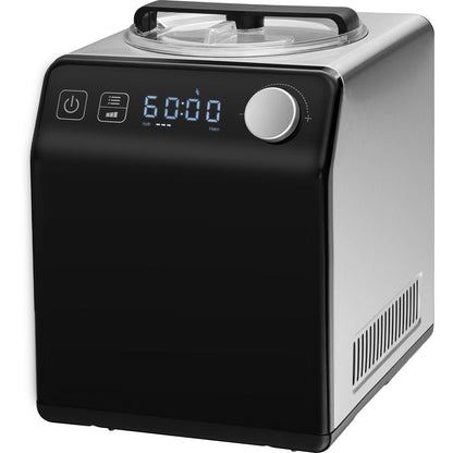Upright Automatic Ice Cream Maker With Built-in Compressor, 2 Quart No Pre-freezing Fruit Yogurt Machine, Stainless Steel Electric Sorbet Maker, 4 Modes Gelato Maker With Digital Display  Timer