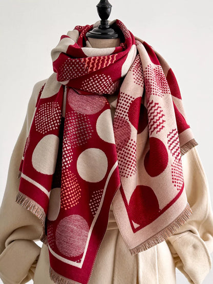 Polka Dot Raw Hem Scarf