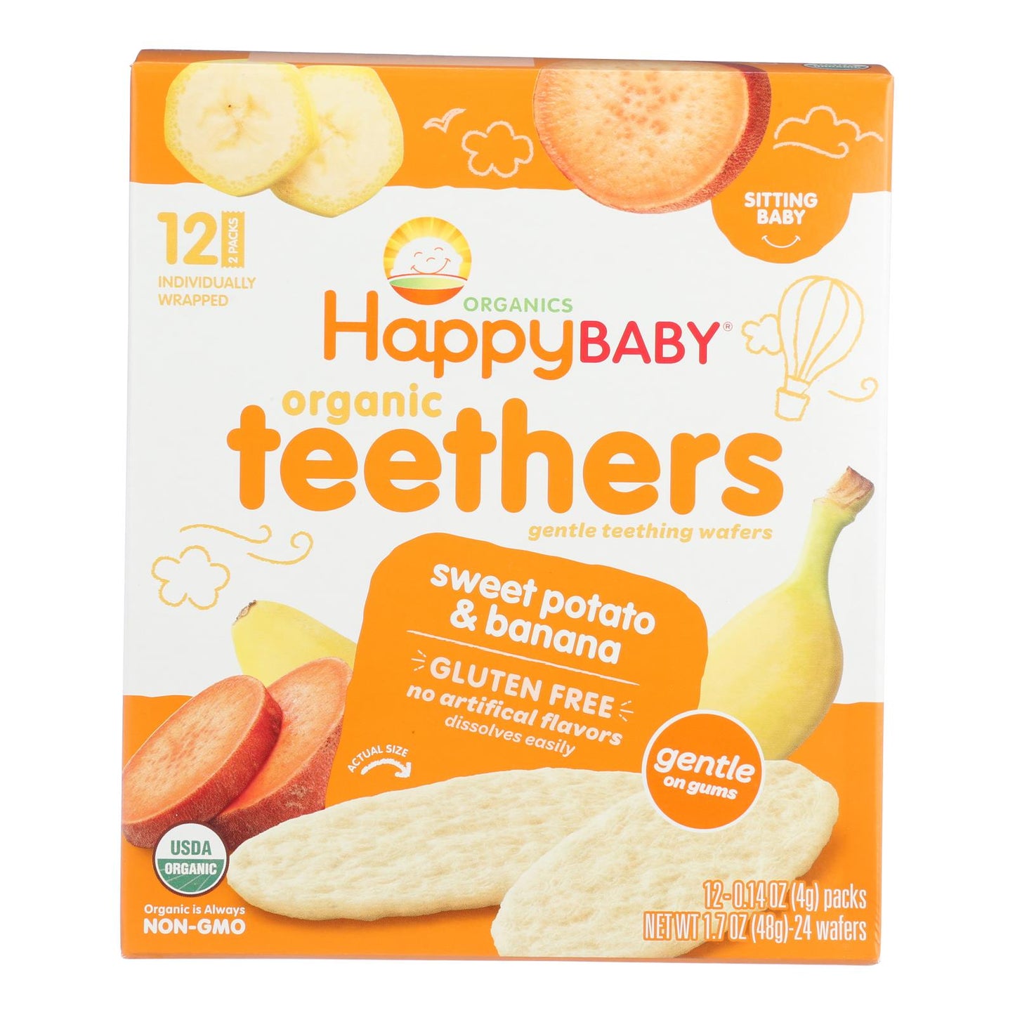 Happy Baby Organic Gentle Teethers, Banana and Sweet Potato, 1.7 oz., Case of 6