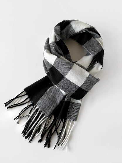 Classic Plaid Fringe Scarf
