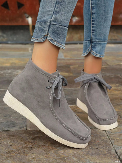 Lace Up Wedge Ankle Boots