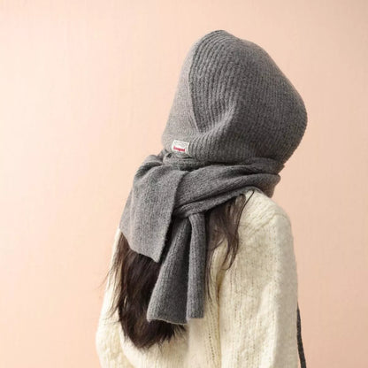 Cozy Knit Tie Scarf with Hooded Design