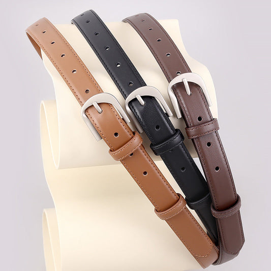 Slim Leather Adjustable Buckle Belt