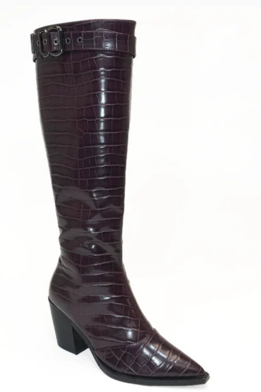 Rosie Burgundy Croco Boots