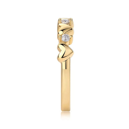 925 Sterling Silver Moissanite Heart Ring