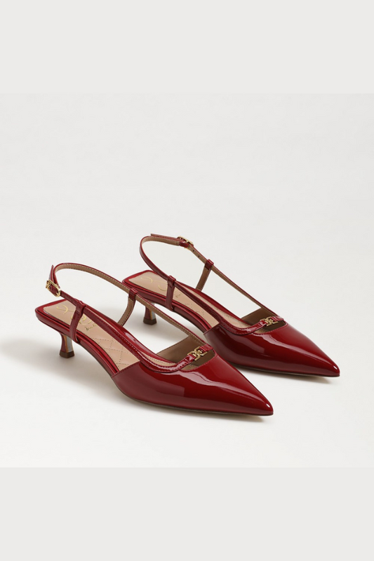 Toni Slingback Kitten Heel - Deep Scarlet Red Patent