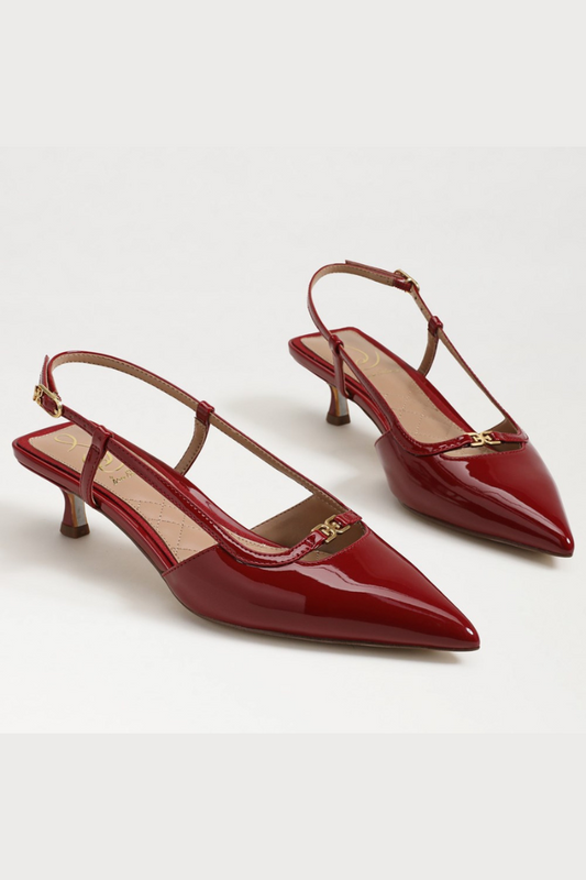 Toni Slingback Kitten Heel - Deep Scarlet Red Patent