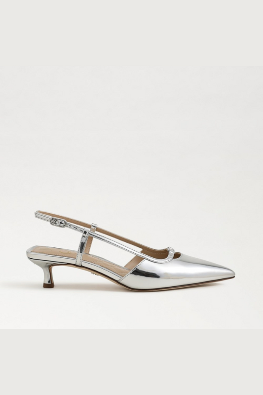Toni Slingback Kitten Heel - Soft Silver Metallic