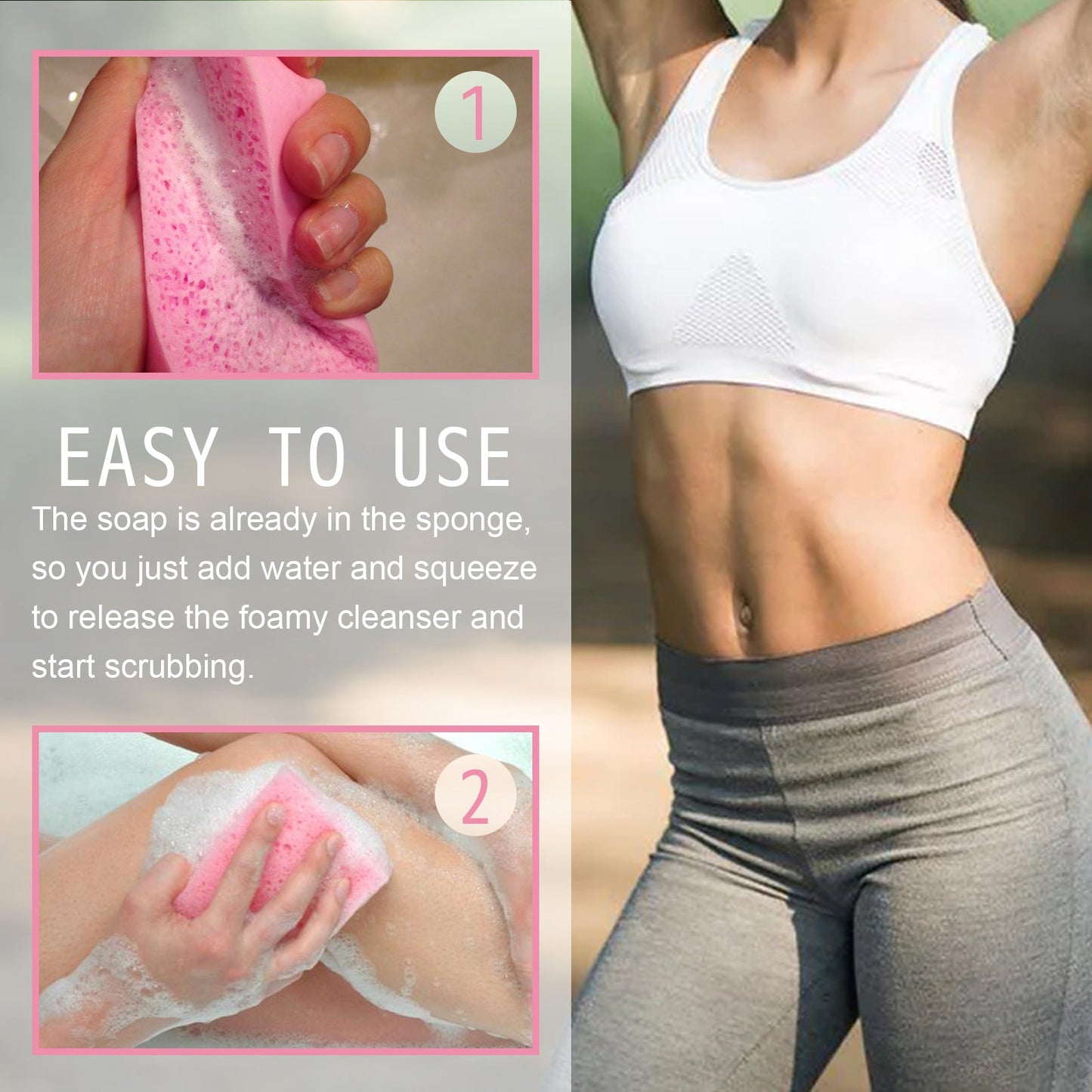 EELHOE Aromatherapy Body Sponge, Firming Skin Belly Calf Arm Toning Body Cleansing Bath Sponge