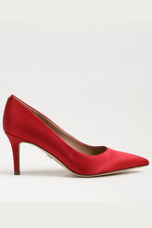 Vienna Pointed Toe Heel - Scarlet Satin