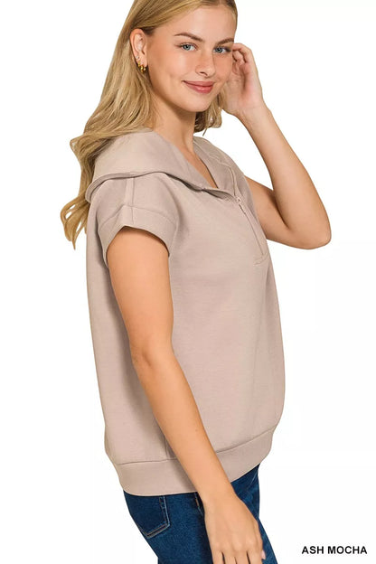 Zenana Scuba Half Zip Top