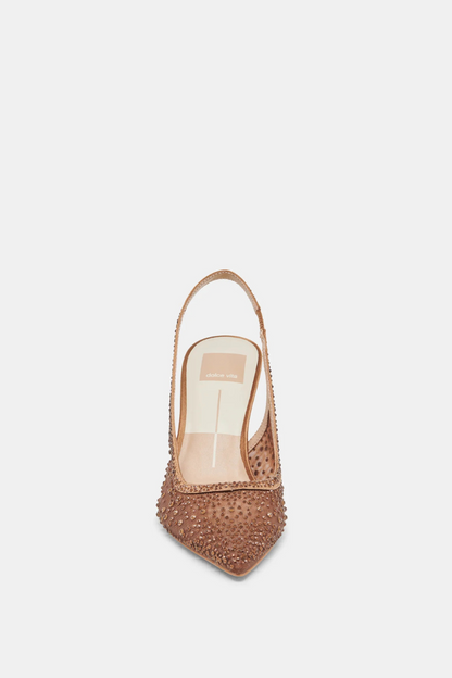 Kaye Crystal Heels - Mid Brown Mesh