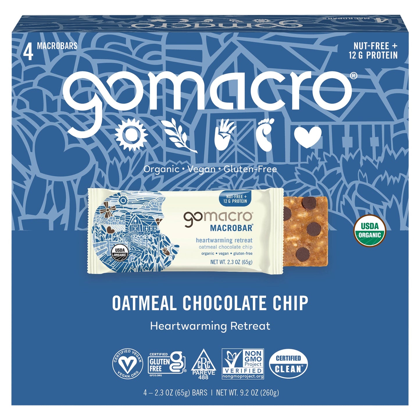 Gomacro Protein Bar, Chocolate Chip Oatmeal, 2.3 Ounce (Pack of 7)