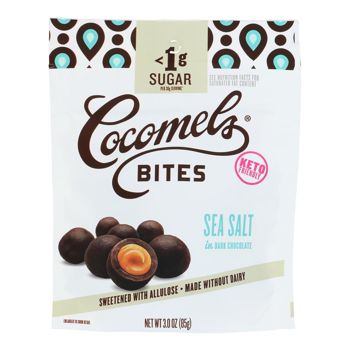 Cocomels Keto Bites Dark Chocolate Sea Salt, 3.00 Oz. Case of 6