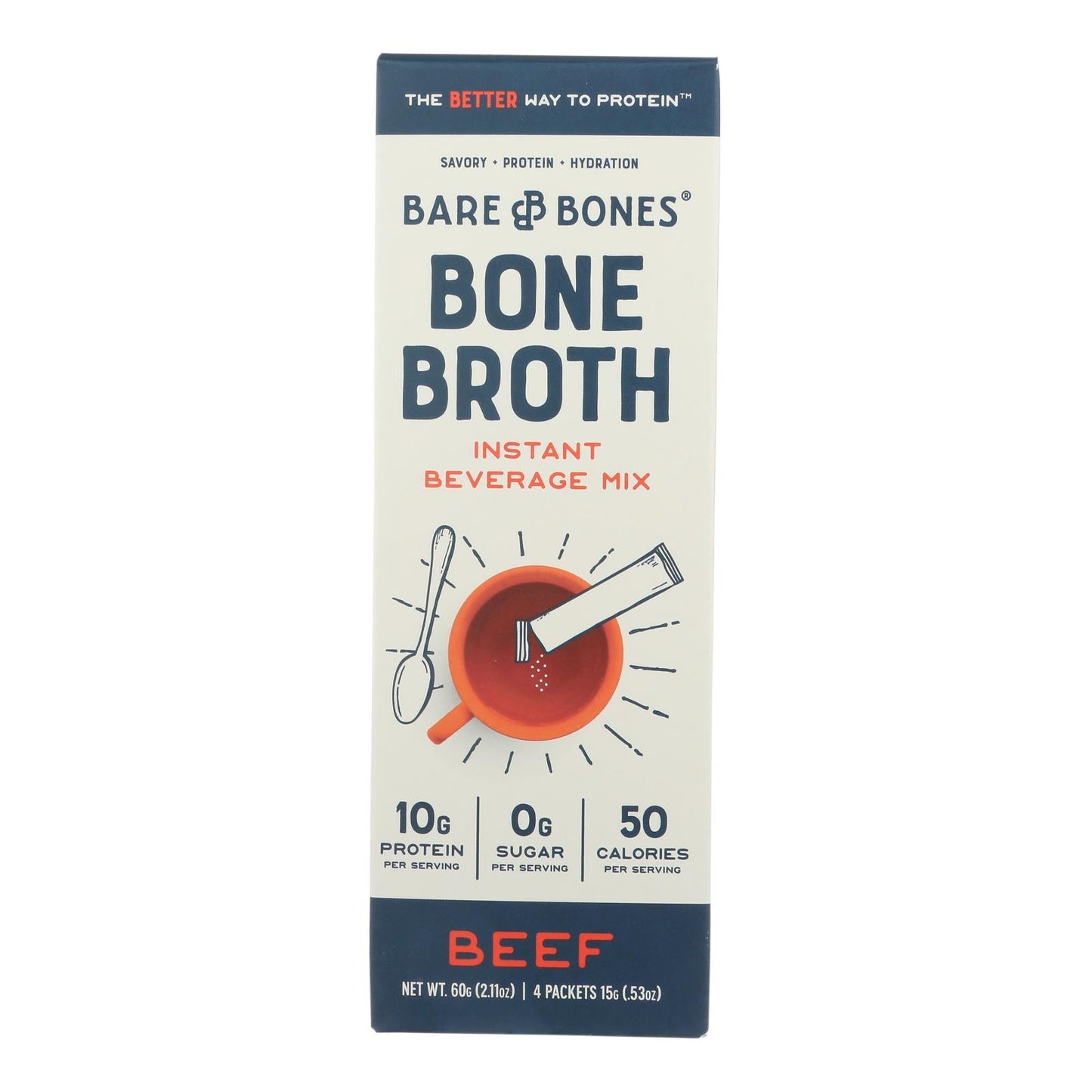 Bare Bones Broth Beef Instant Stock, 2.12 Oz (Pack of 8)