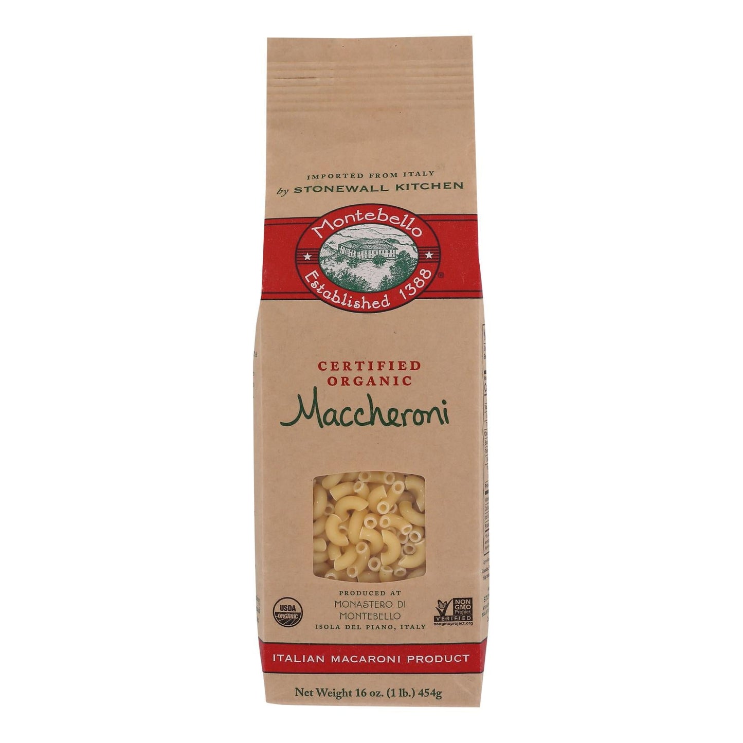 Montebello Pasta Maccheroni - 16 Oz, Case of 12