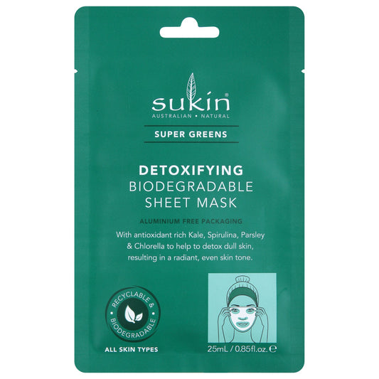 Sukin Super Green Detox Sheet Mask - Revitalizing Hydration, 8.85oz (Pack of 8)