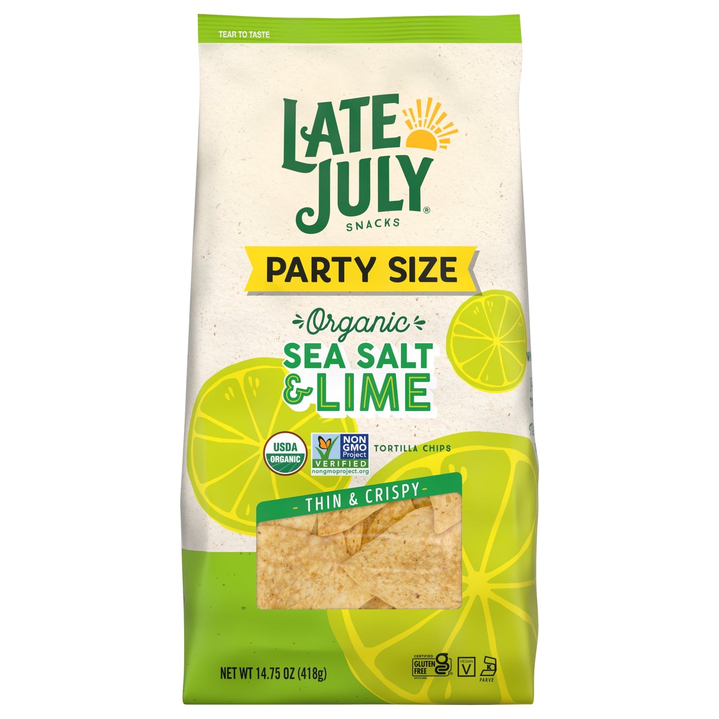 Late July Snacks Tort Chips Sea Salt Lime, 14.75 Oz