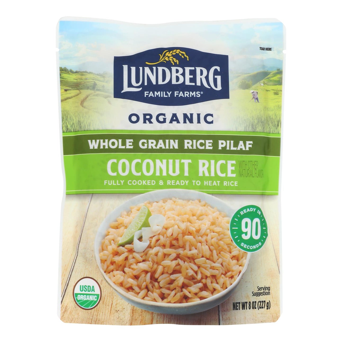 Lundberg Family Farms Organic Coconut Rice, 8 oz Ready-to-Heat Pouches, Case of 6