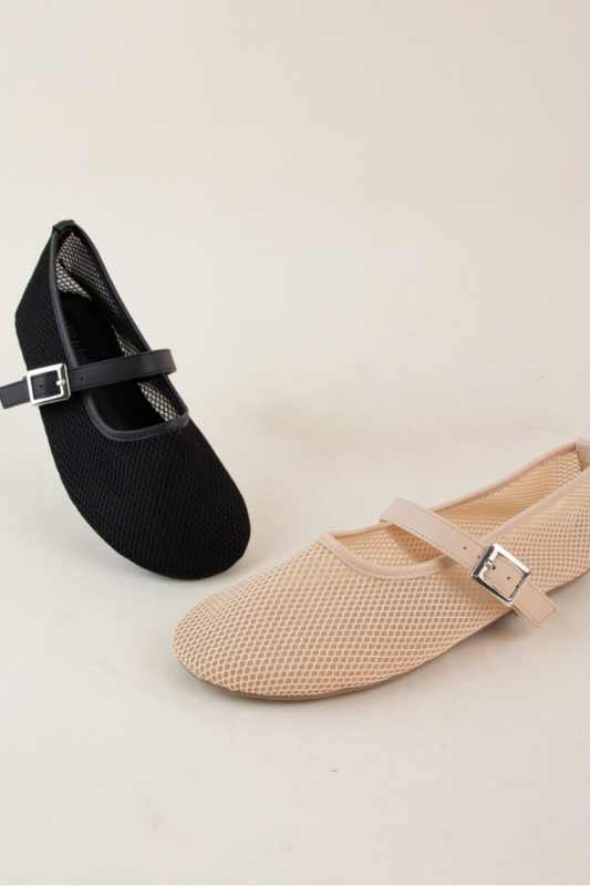 NANAMI-04 ALL OVER MESH MARY JANE BALLET FLATS