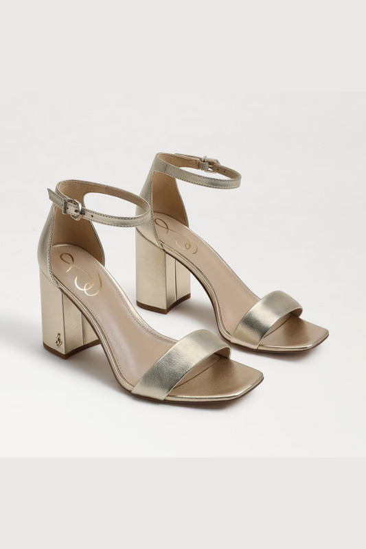 Daniella Block Heel Sandal- Gold Leather