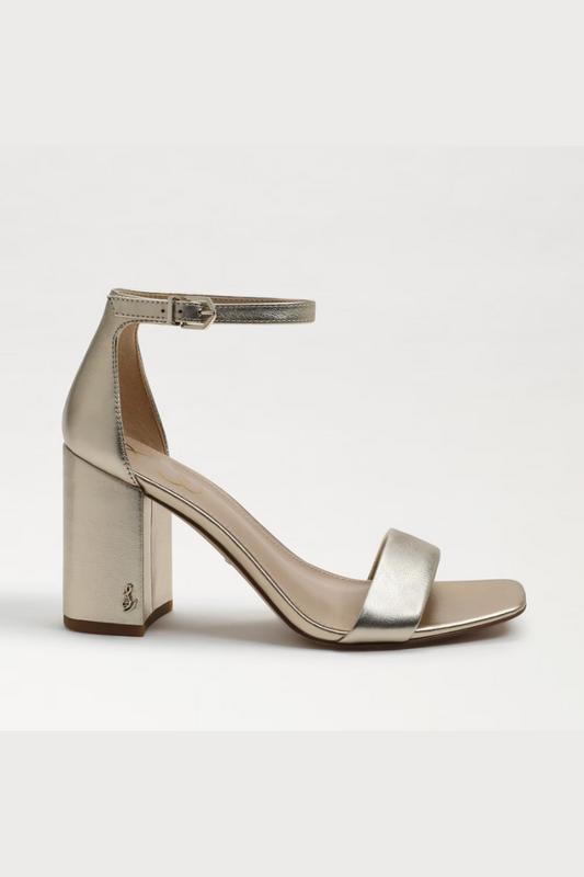 Daniella Block Heel Sandal- Gold Leather