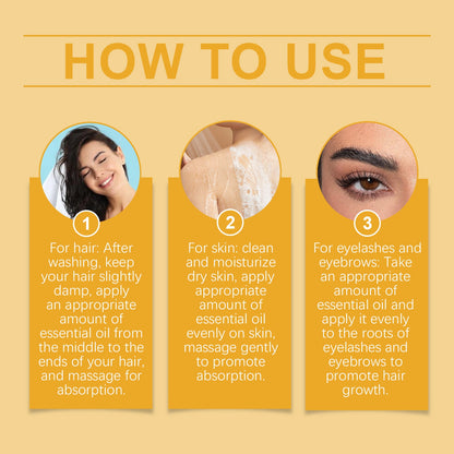 OUHOE Organic Castor Oil, Moisturizes And Hydrates Hair, Eyebrows, Skin, Body Multi-Effect Care Gentle Massage