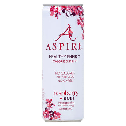 Aspire Healthy Energy Sparkling Raspberry Acai, 12-Pack 12 Oz Cans