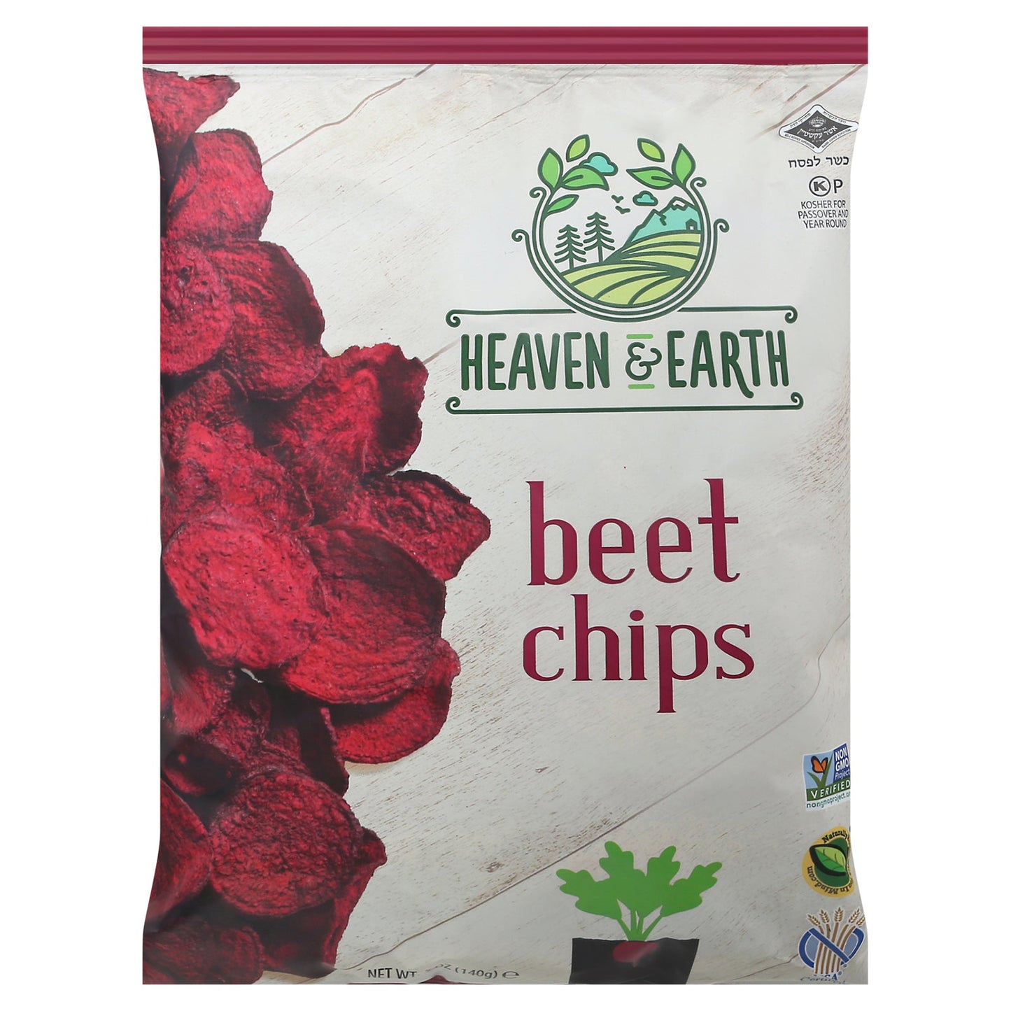 Heaven & Earth Beet Chips: Crispy Veggie Delight in a 5 Oz Pack (Case of 12)