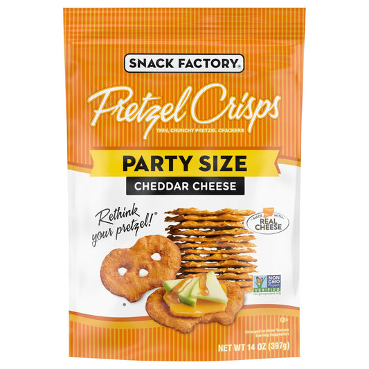 Pretzel Crisps Cheddar Cheese Party Crisps - 14 Oz (Pack of 12)