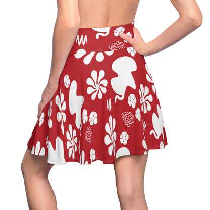 SK-043RD-24 High Waisted Skater Skirt Flared Skirt Plus Size Women's Skirt