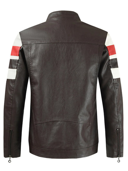 Men's Plus Size Contrast Zip Up Long Sleeve Jacket