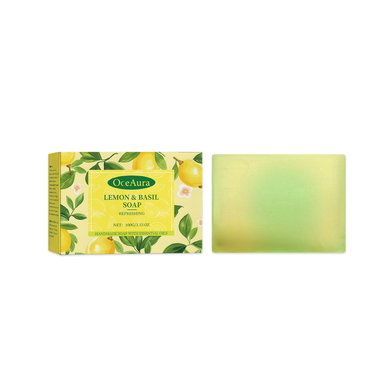 OceAura Lemon Refreshing Basil Soap Gently Cleanses Skin, Refreshing Pores, Tender Body Soap For Refreshing Bath
