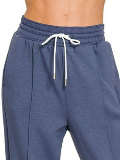 Zenana Drawstring Scuba Sweatpants with Pockets