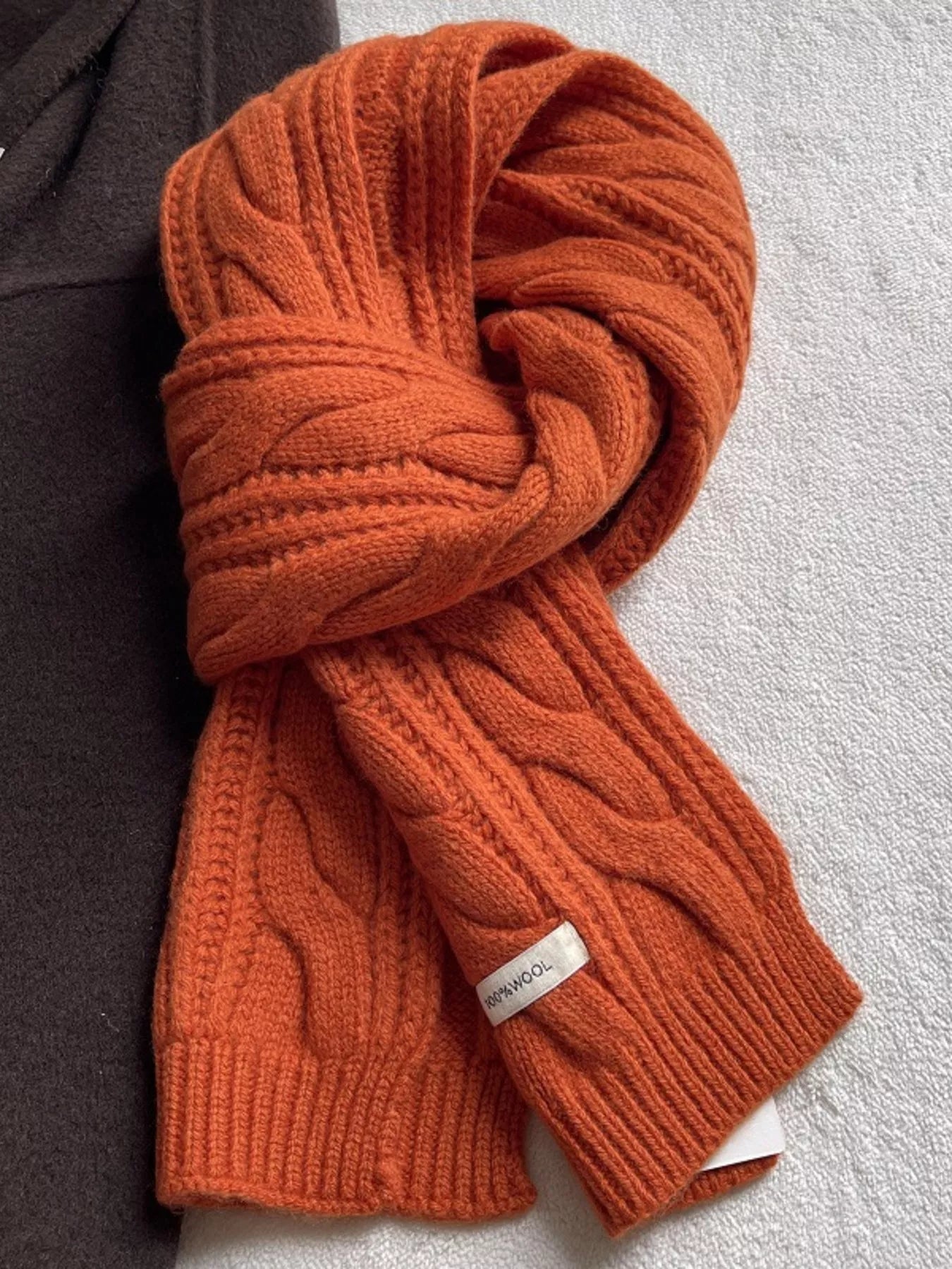 Wool Cable Knit Winter Scarf