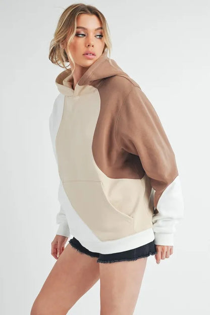 Aemi + Co Color Block Hoodie with Kangaroo Pocket