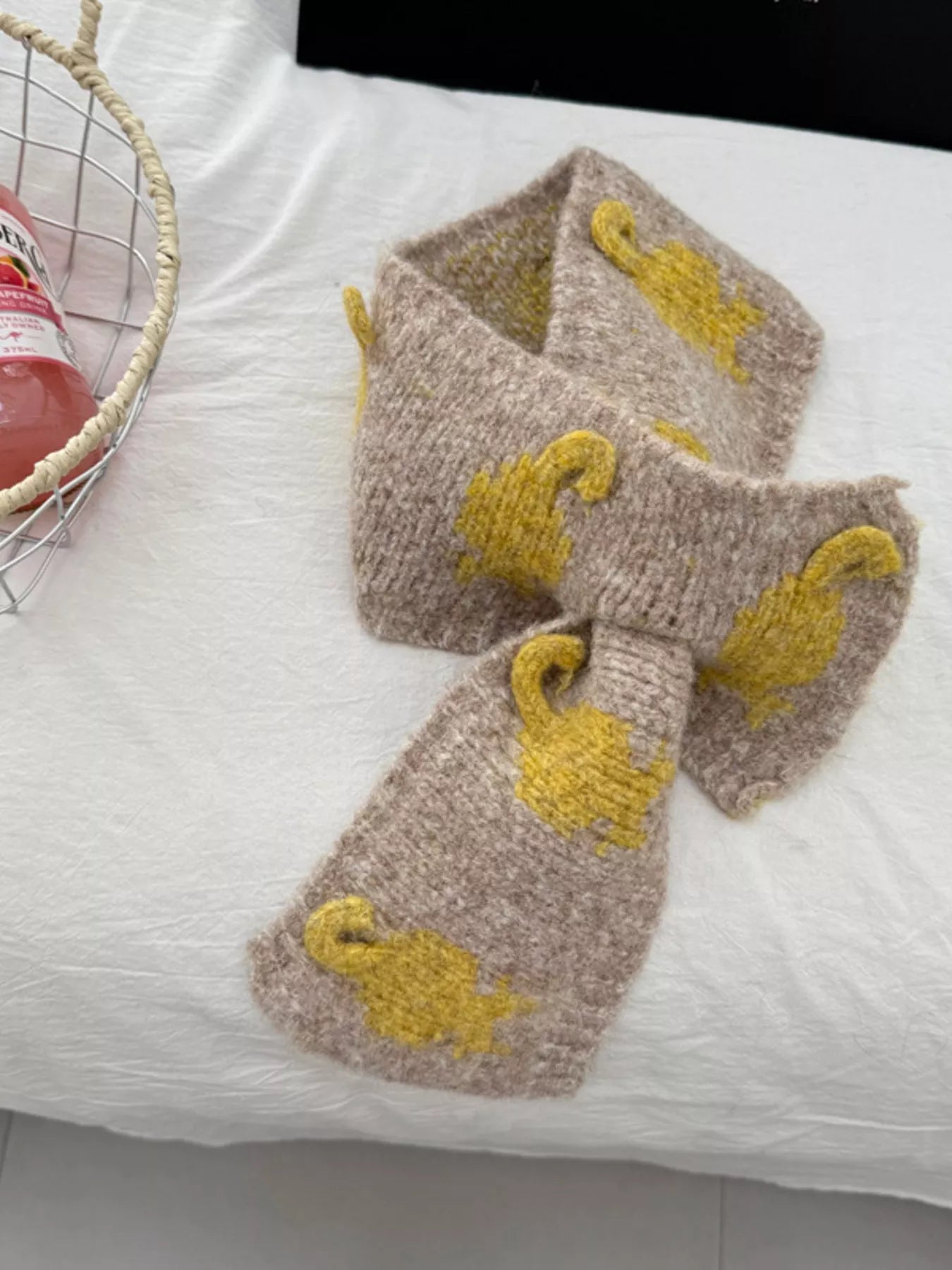 Knitted Contrast Pattern Warm Scarf