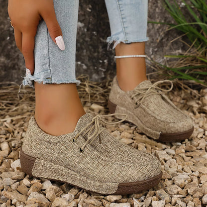 Round Toe  Lace-Up Sneakers