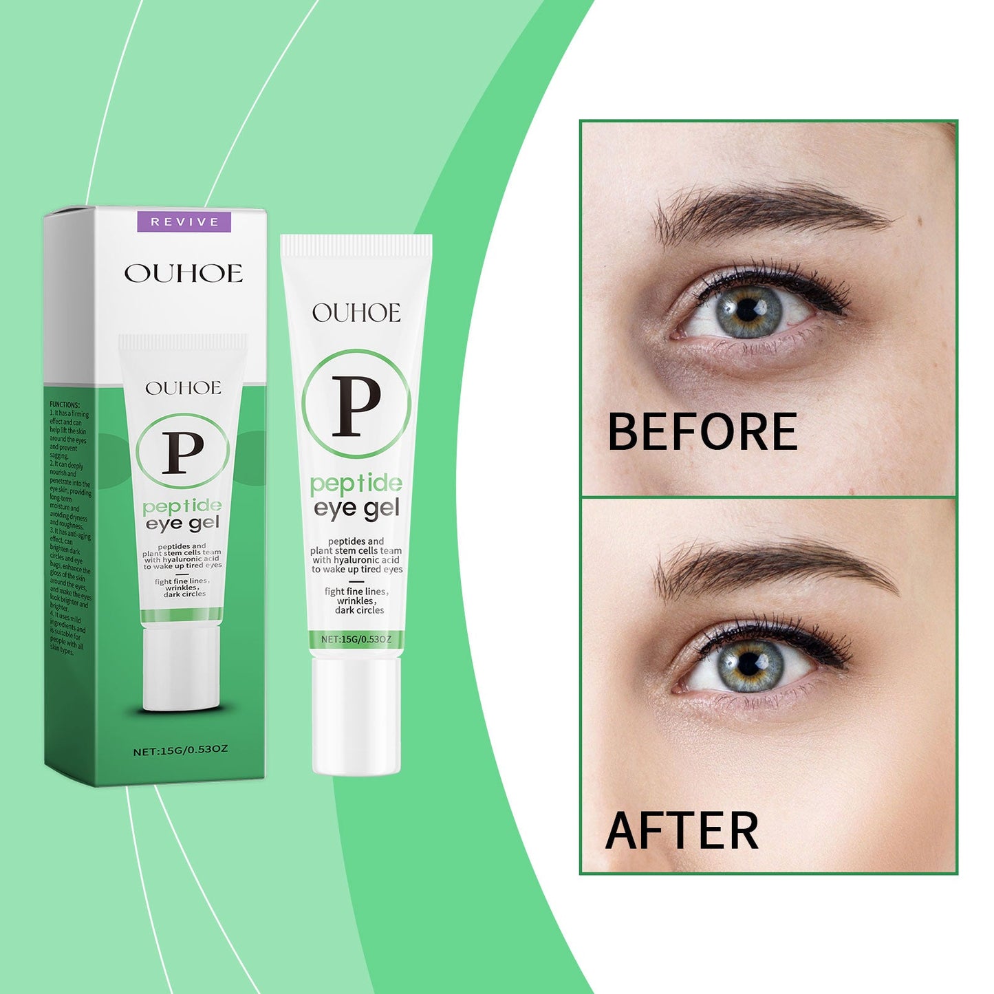 OUHOE Peptide Protein Eye Gel, Firming And Lifting Eye Skin To Improve Dull, Tender And Moisturizing Eye Cream