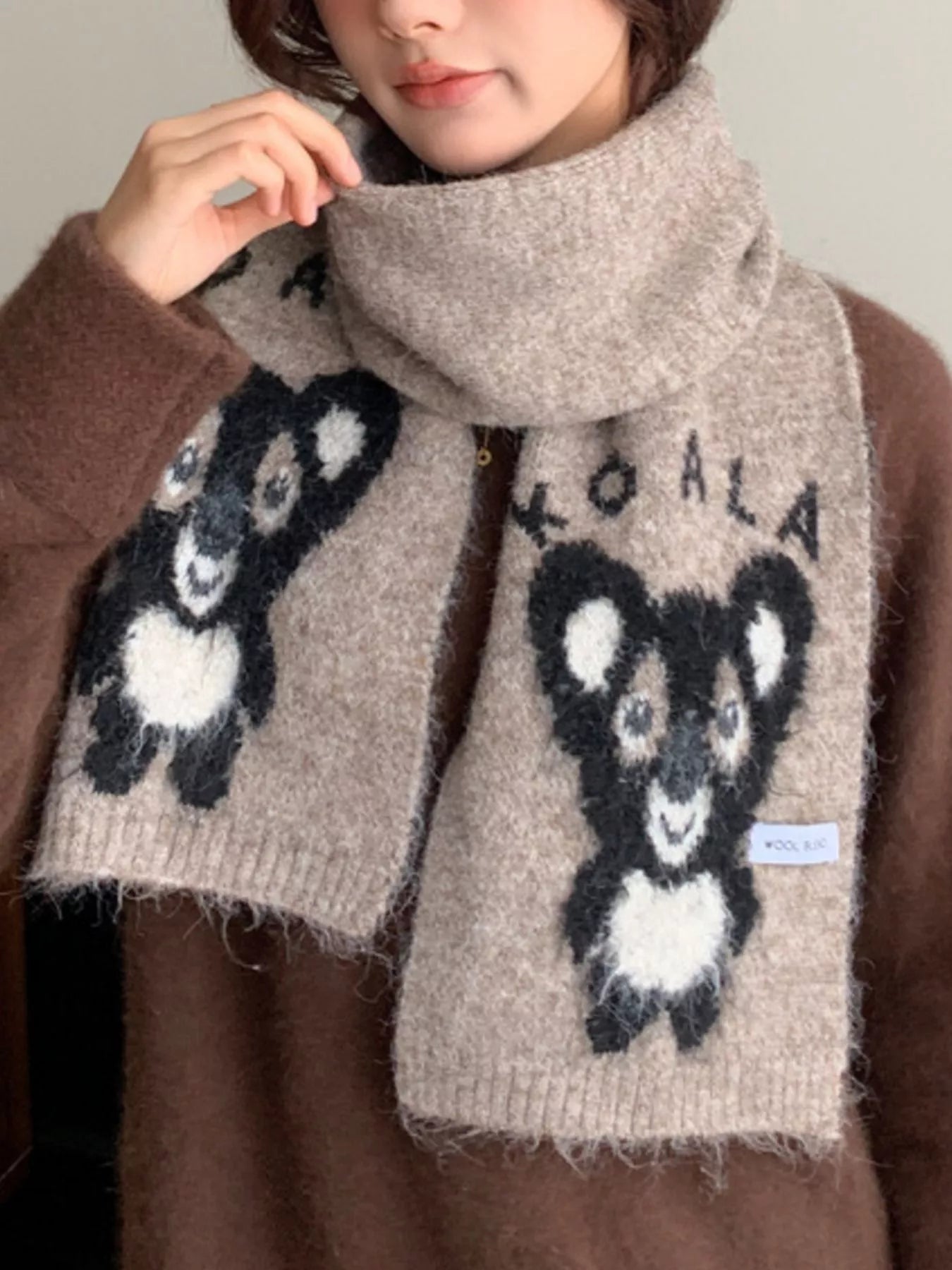 Koala Pattern Winter Scarf