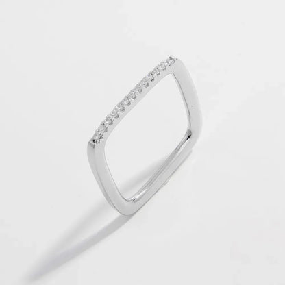 925 Sterling Silver Zircon Square Ring