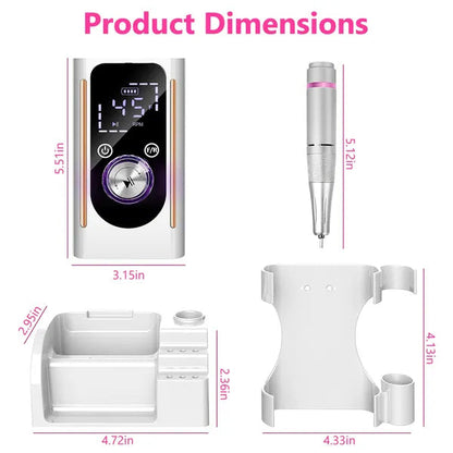 Portable Electric Nail Drill Bit 45000 RPM With 11 Bits Base Waist Clip Cordless Rechargeable Nail File Machine For Professional Salon Home Acrylic Nails Remove Nail Gel Polish Manicure