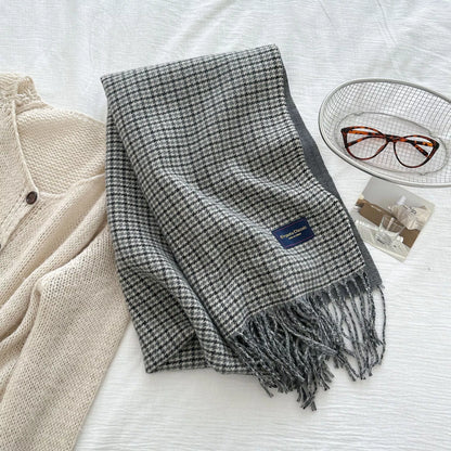 Plaid Fringe Warm Winter Scarf