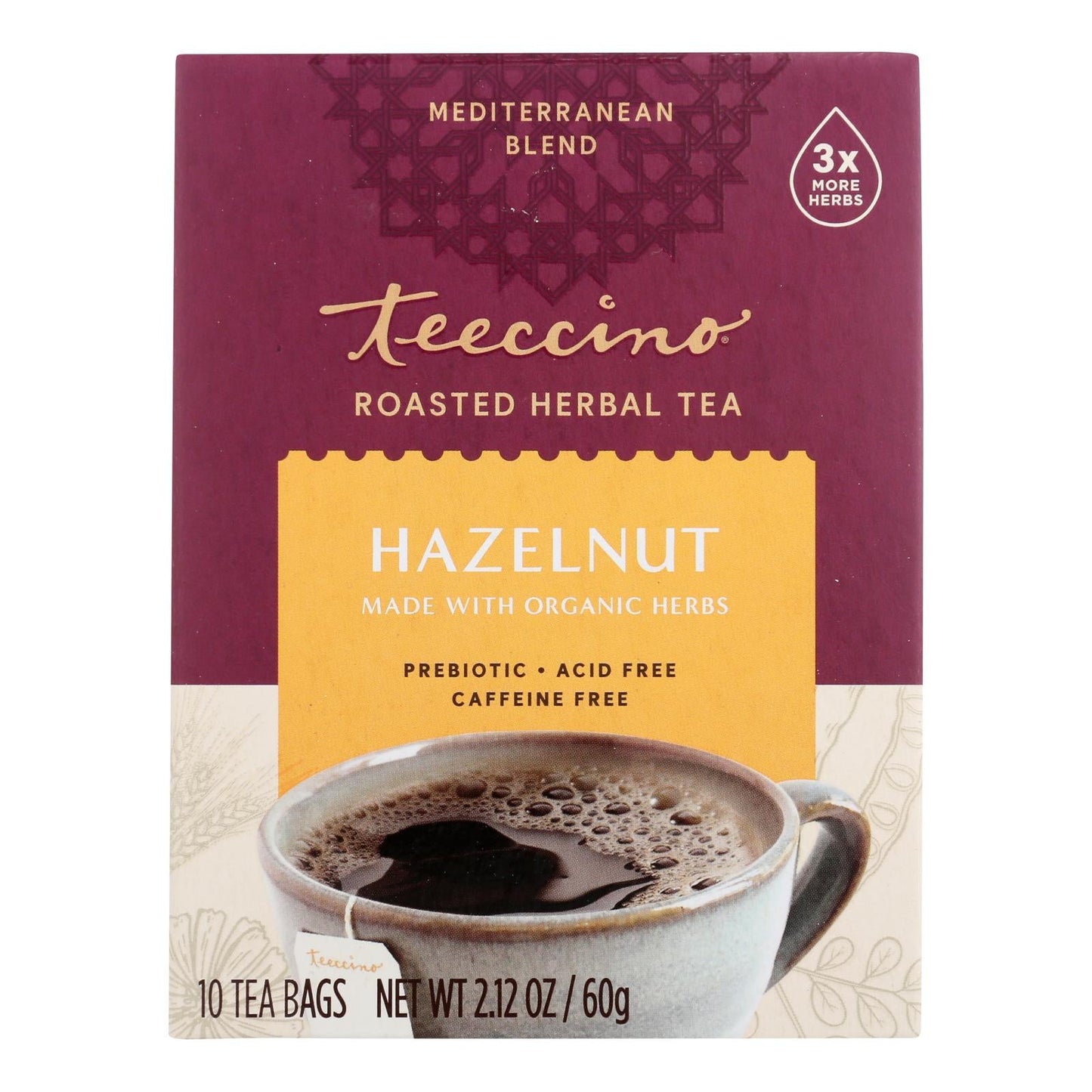 Teeccino Herbal Coffee Hazelnut - 10 Tea Bags - Pack of 6