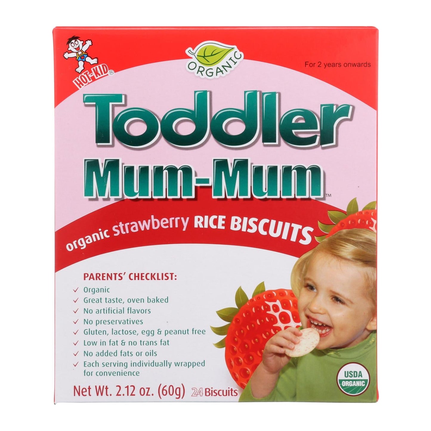 Hot Kid Toddler Mum Strawberry – Gentle & Nutritious Toddler Snack (6-Pack, 2.12 oz Each)