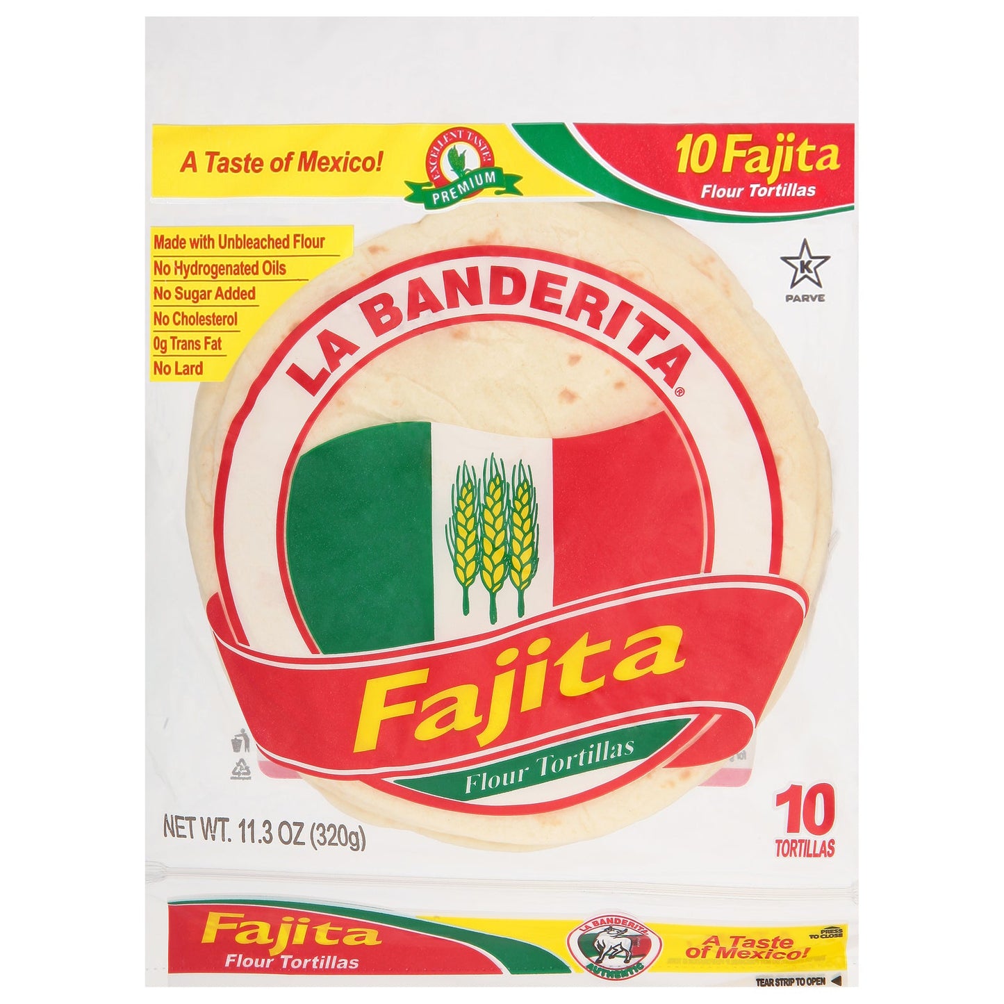 La Banderita Fajita Flour Tortillas, 11.3 oz (Pack of 12) - Authentic, Dairy-Free