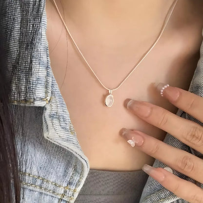 925 Sterling Silver Agate Pendant Necklace