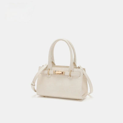 Crocodile-Embossed Leather Top Handle Handbag