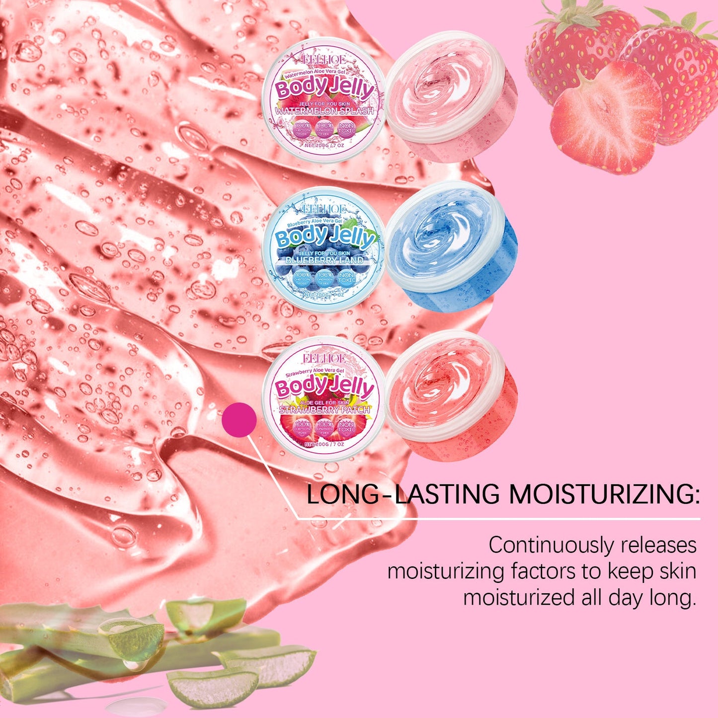 Eelhoe Body Gel Series, Moisturizing Body Care Moisturizing Oil Control Refreshing Skin Aloe Vera Gel